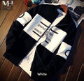 Men's Zipper Fleece Jacket - 1 Pc, Black & White Printed Style