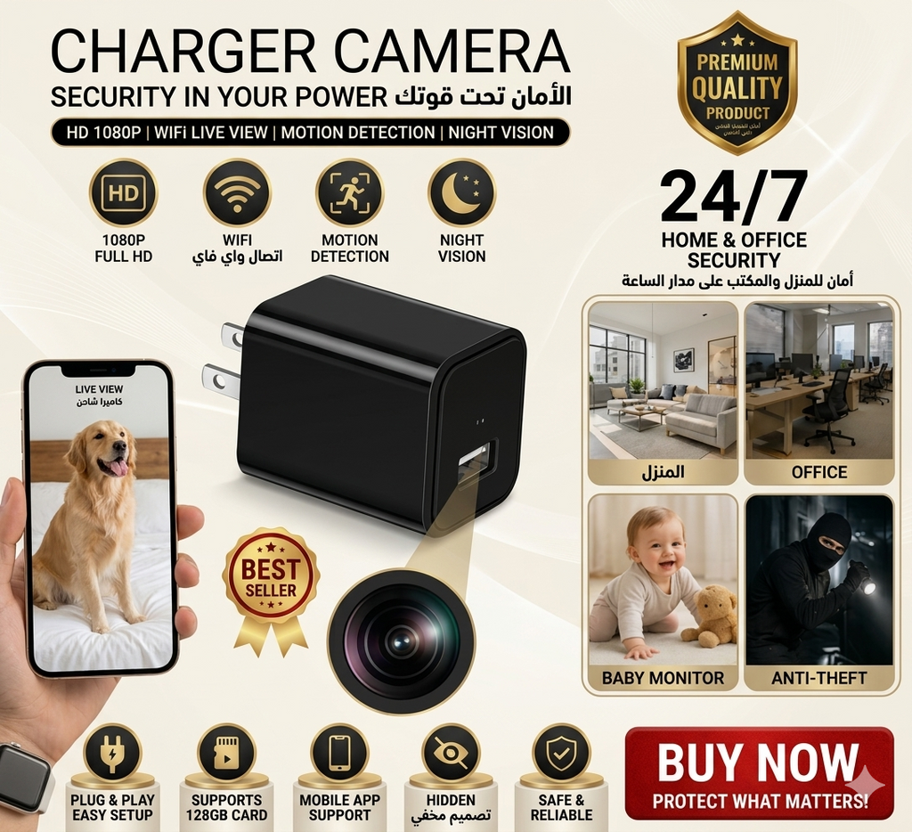 Smart WiFi Charger Camera with 4K High Quality Video Recording