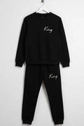 2 Pcs Men's Fleece Printed Track Suit