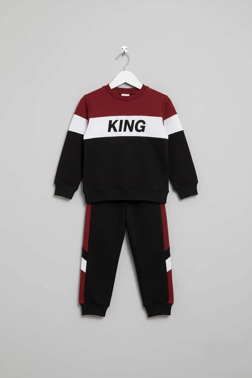 2 Pcs Boys and Girl's Polyester Fleece Printed Tracksuit