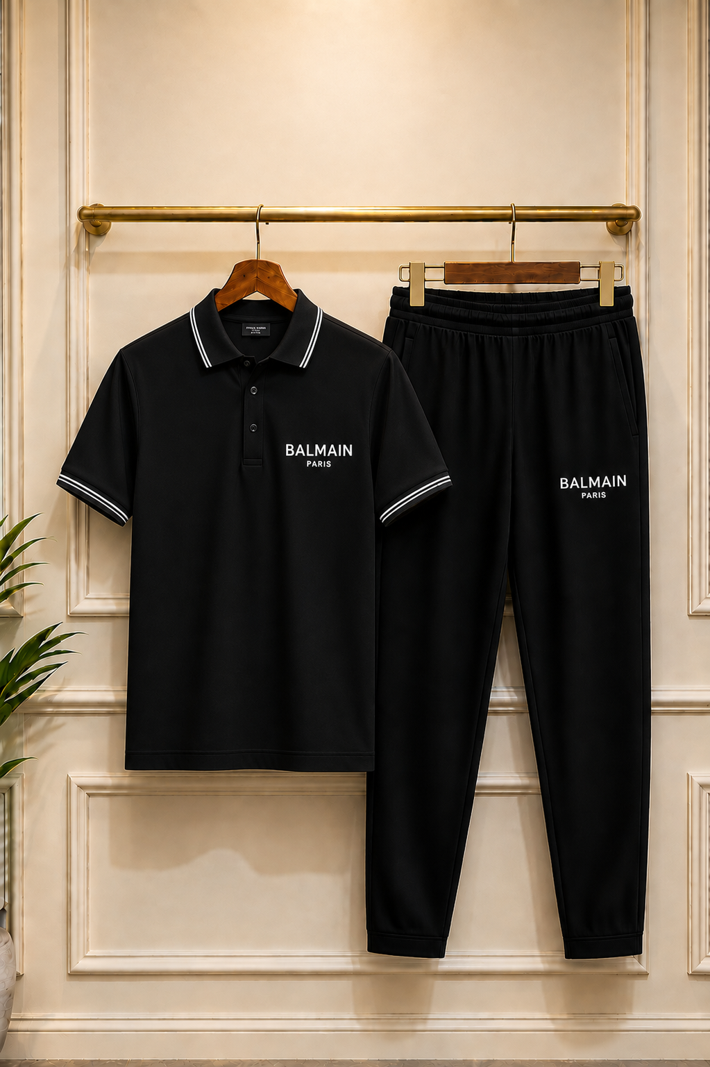 Balmain Paris Dry Fit Mens Summer Tracksuit Trouser + Shirt